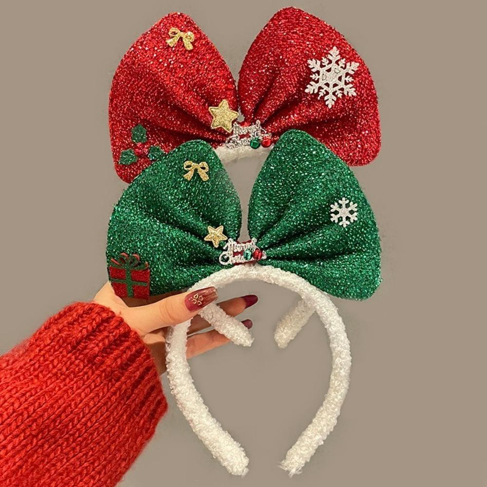 Cartoon Christmas Headband Fluffy Plush Children Headwear Cute Xmas Antler Hair Loop
