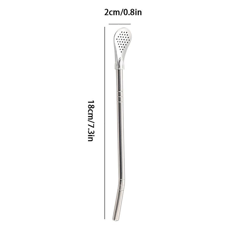 2 in 1 cannucce per bere cucchiaio in acciaio inox cannuccia riutilizzabile cocktail cucchiaio per mescolare bar latte caffè strumento per mescolare