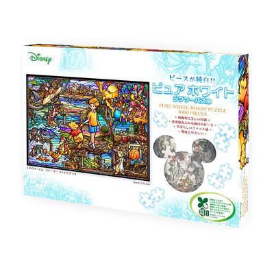Tenyo In 1000 Piece Pure White Jigsaw Puzzle Disney Winnie the Pooh Story Stained Glass Service Card Included [Made Japan] (51x73.5cm) DP-1000-037