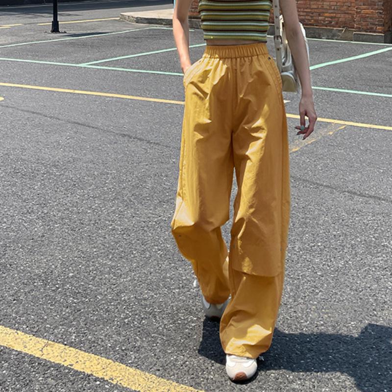 Work Pants for Women In Summertime Small Rivet Design Quick-drying Sports Pants Hot Girl Cool High Waist Wide-leg Pants
