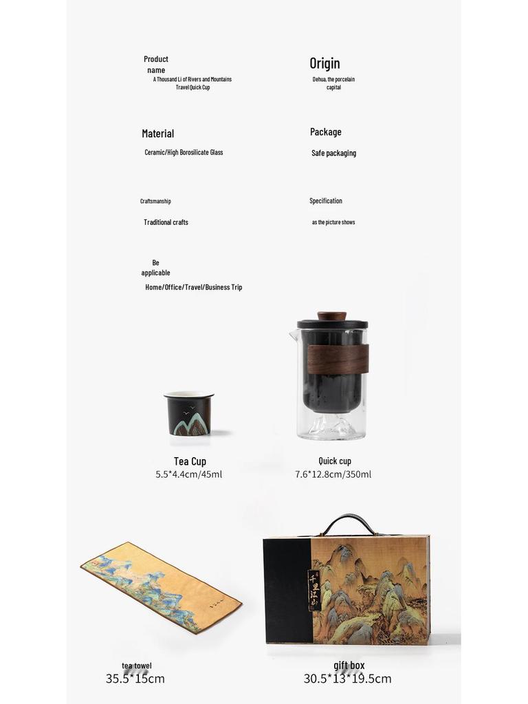 A Thousand Li of Rivers and Mountains Gift Box: Mid-Autumn & Birthday Souvenir Tea Set for Company Events