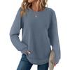 Women's Fashion Solid-Color Loose-Fit Long-Sleeve  Neck Casual Top