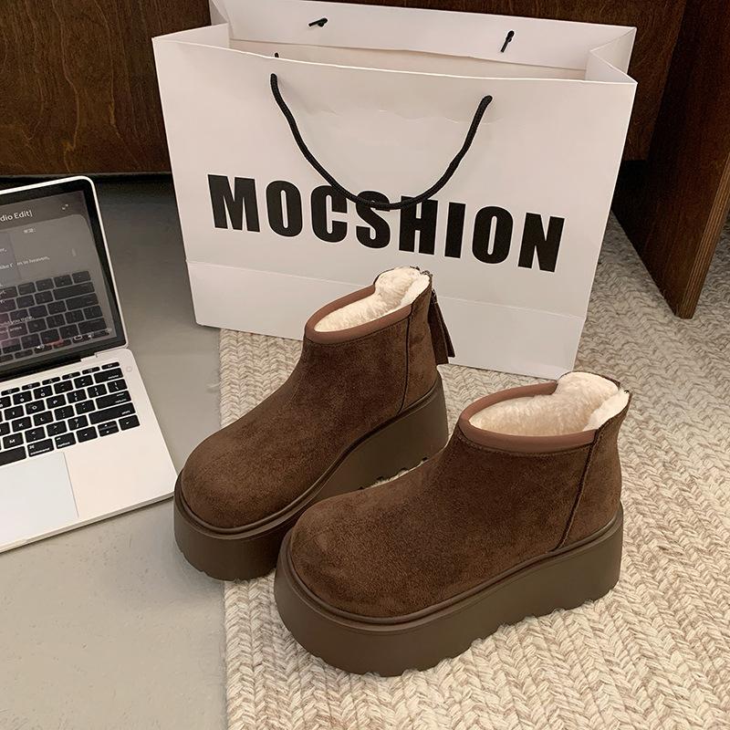 

[Фанфна] ботинки мартин на толстой подошве для женщин 2025 осень новые популярные бархатные утолщенные теплые зимние хлопковые ботинки короткие ботинки 40 темно-коричневого