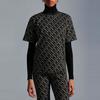 Moncler FW22 Logo All Over Print Round Neck Pullover T-Shirt Women tops Black H20938C00025899TEF90