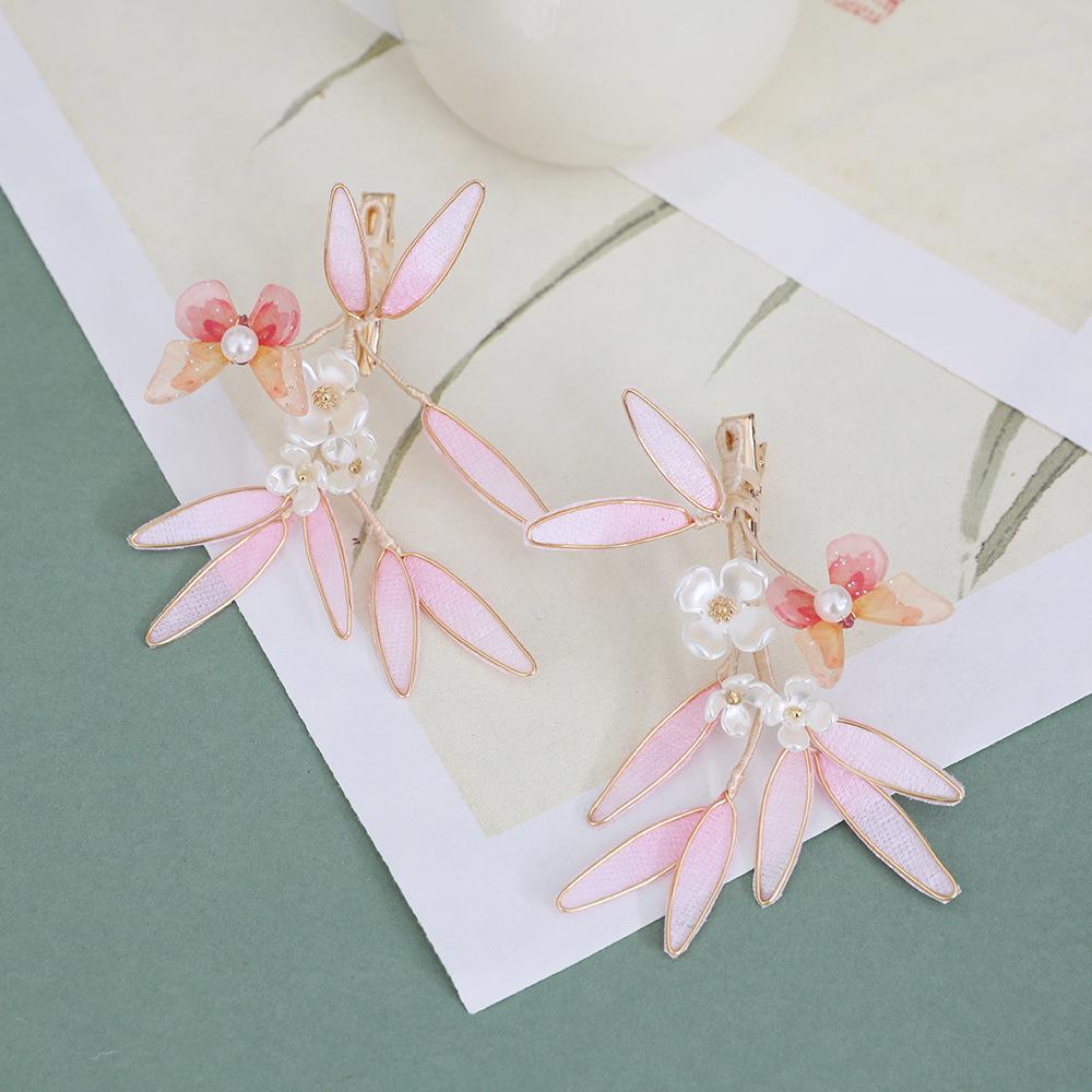 Flower Hair Clips Forks Chinese Hanfu Hair Accessories for Women Hairpin Fork Handmade Vintage Wedding Hair Jewelry Retro Crowns for Girl and Women
