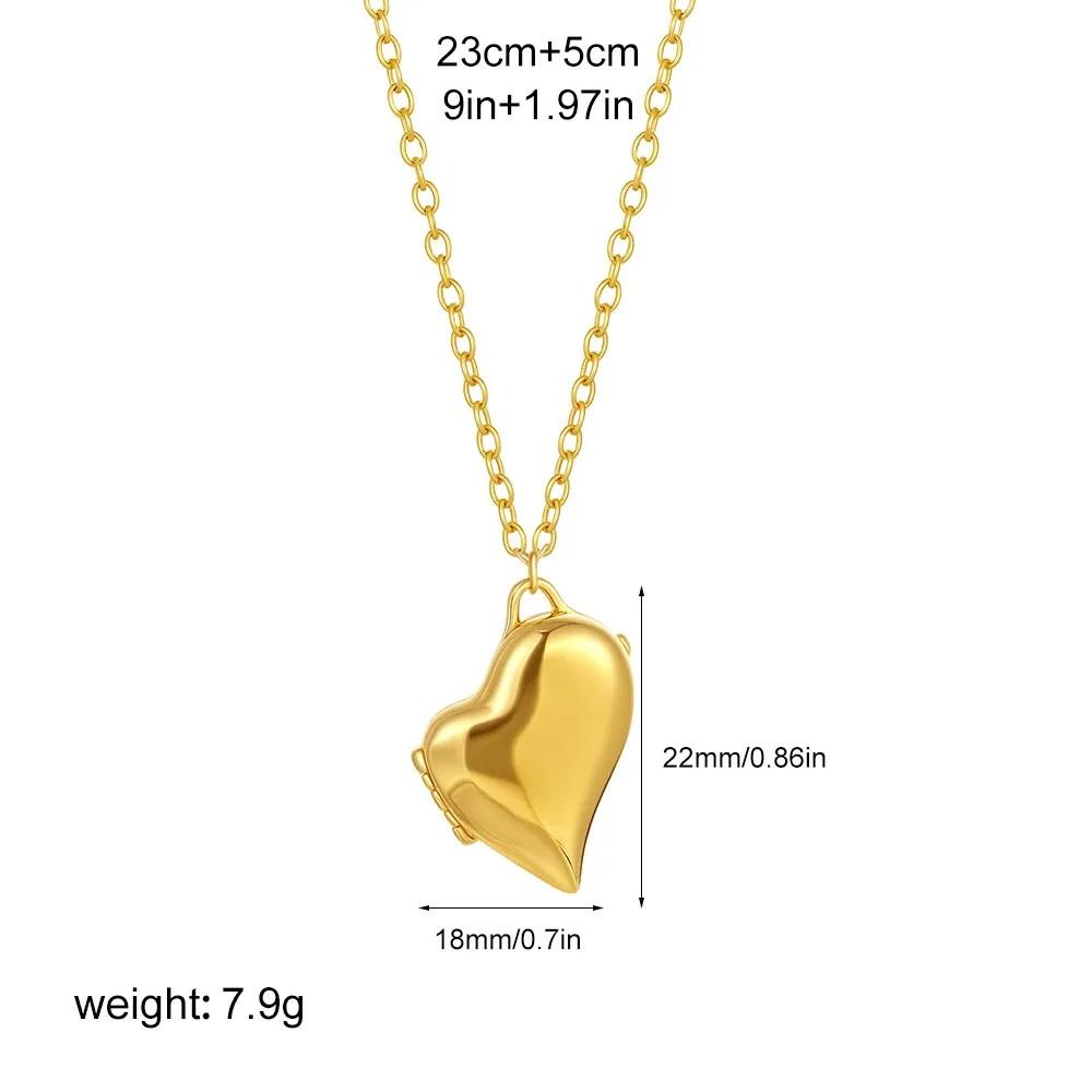 Vintage Openable Thick Love Heart Photo Frame Album Pendant Neckalce Stainless Steel Gold Plated Choker Chic Jewelry Family Gift