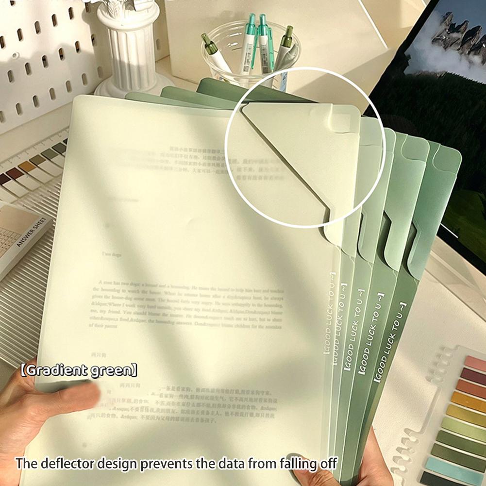 5Pcs/Set Gradient Color File Folder Portable Folder Document Test Paper Storage Organization Bag Study Office Supplies