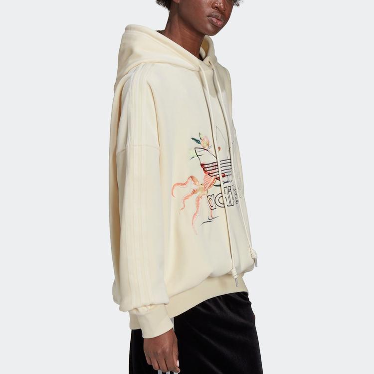 Adidas Originals X Angel Chen Kolaborace Vzor s vyšívaným logem Sportovní mikina s kapucí Dámské mikiny Off-White GM8743