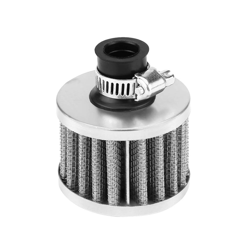 Universal 12mm Car Cold Air Intake Filter Kit Crankcase Vent Cover Breather Silver