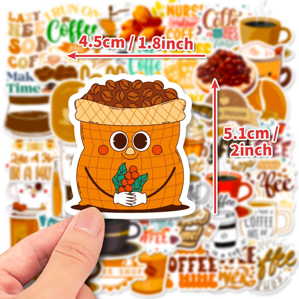 50 Coffee-Themed Stickers Ins Wind Coffee Series Literary And Simple Versatile Stickers Shein