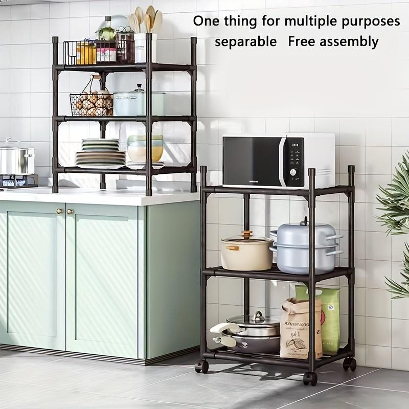 6-Tier Rolling Storage Shelf with Wheels - Adjustable Metal & Plastic Frame Organizer for Kitchen, Laundry Room, Bedroom - Easy Assembly Mobile Cart