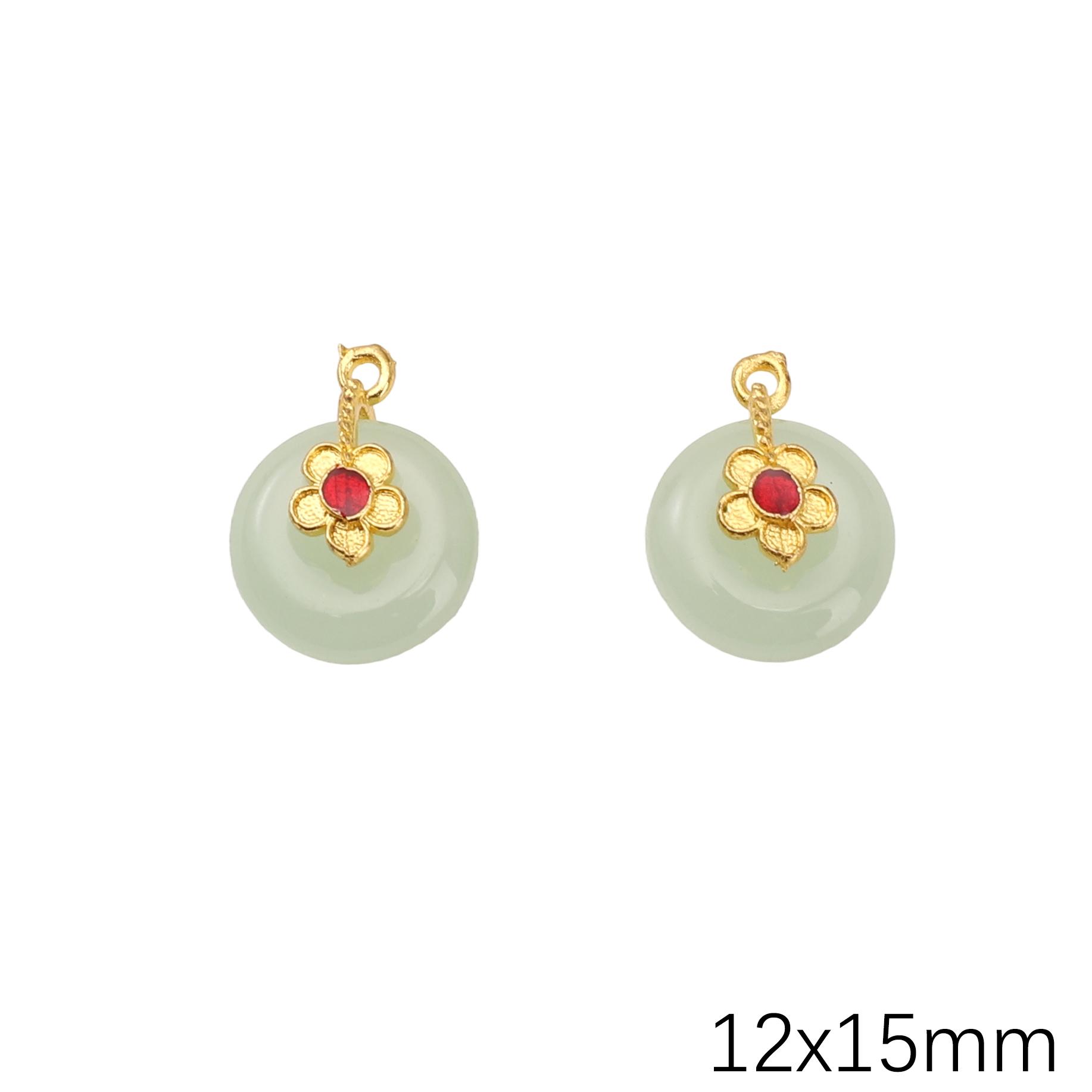 

2Pcs Alloy Imitation Jade Glass Pendant for DIY Necklace Jewelry Making 04