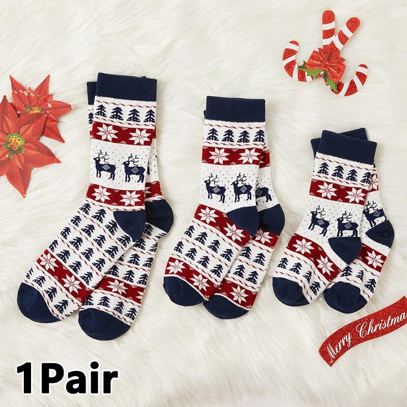 Christmas Socks For Dad Mom Daughter Son Matching Clothes Outfits Christmas Adult Baby Kids Elk Cartoon Pattern Jacquard Socks