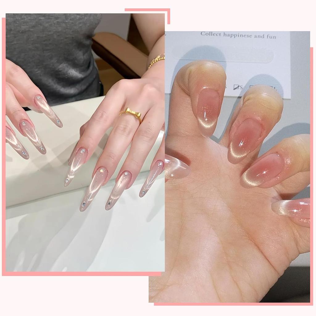 Double Headed Nails Magnet French Shape Strong 3D Cat Eye Magnet Nail Art Gel Polish Magnetic Manicure Accessories Tools Set