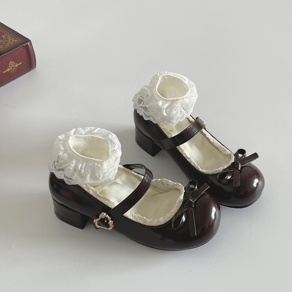 Versatile French ballet style thick heel heightening shallow mouth single shoes women's summer 2025 new skirt JK Mary Jane lo shoes