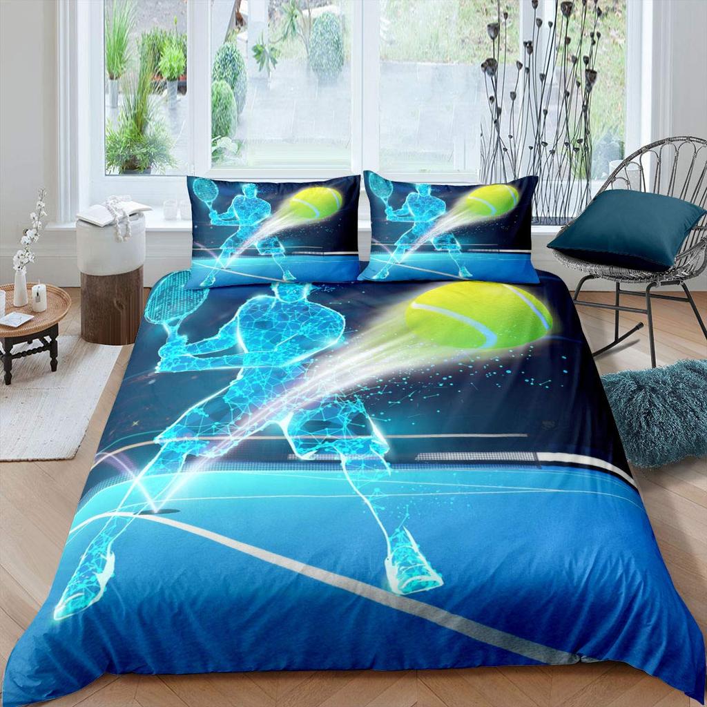 Tennis Ball Duvet Cover Set Sports Game Themed Bedding Set Twin Size For Boys Teens Adult Tennis Racket Ball Comforter Cover
