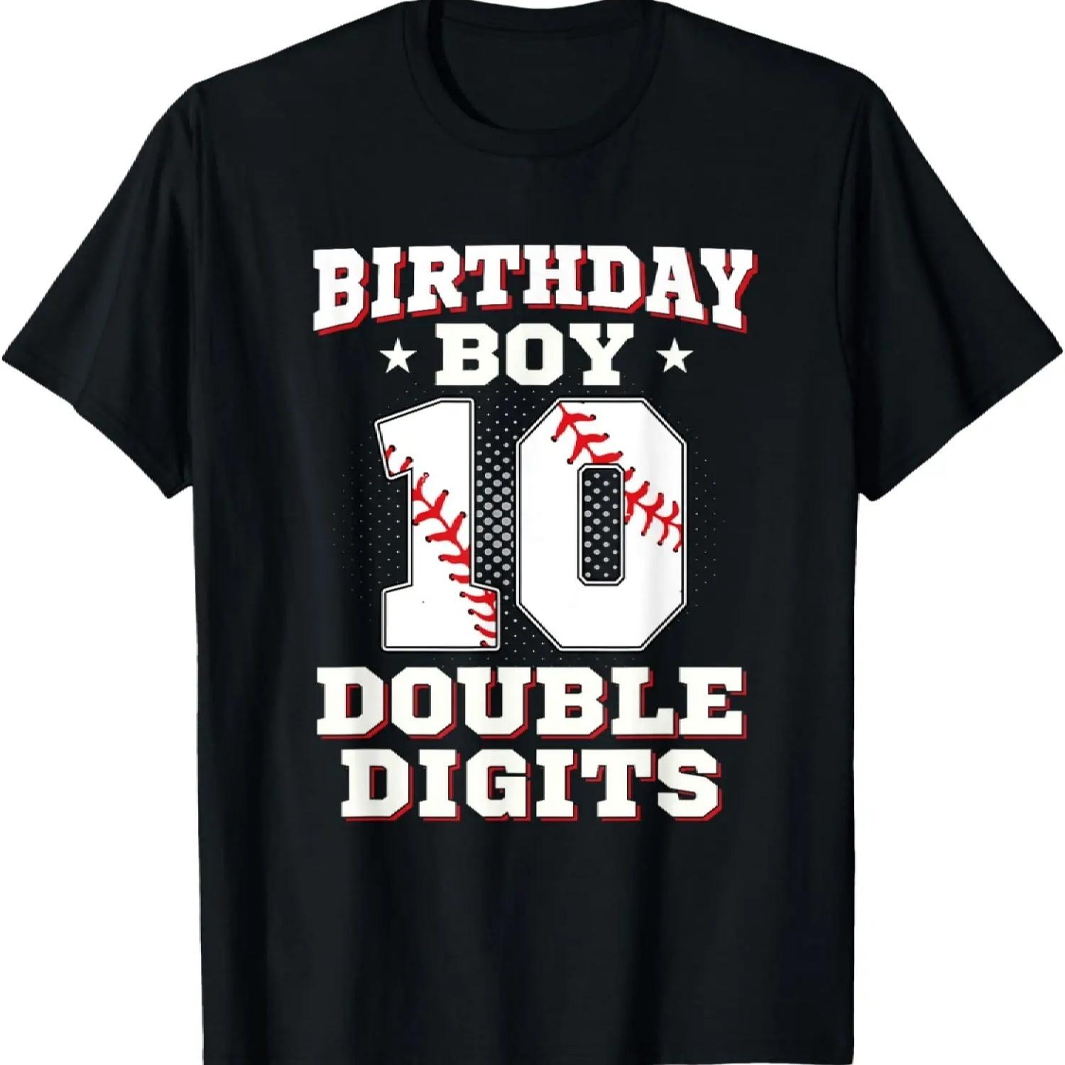 

10th Birthday Boy Double Digits Baseball 10 Years Old T-Shirt XXXXXL чорний