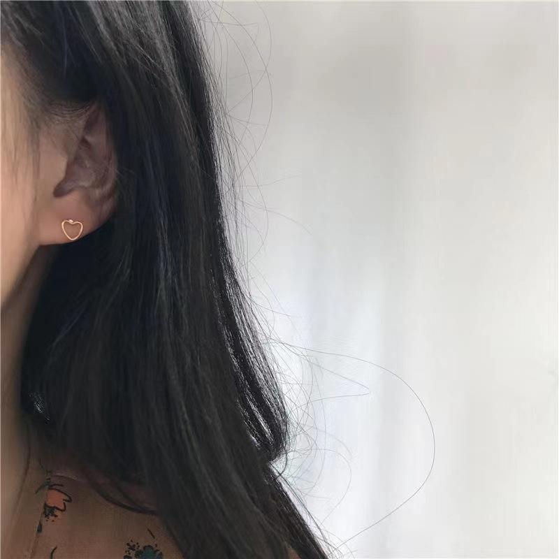 Girl Heart Harajuku Cute Student Simple Retro Stud Earrings Simple Peach Heart Love Shape Star Earrings Ear Jewelry