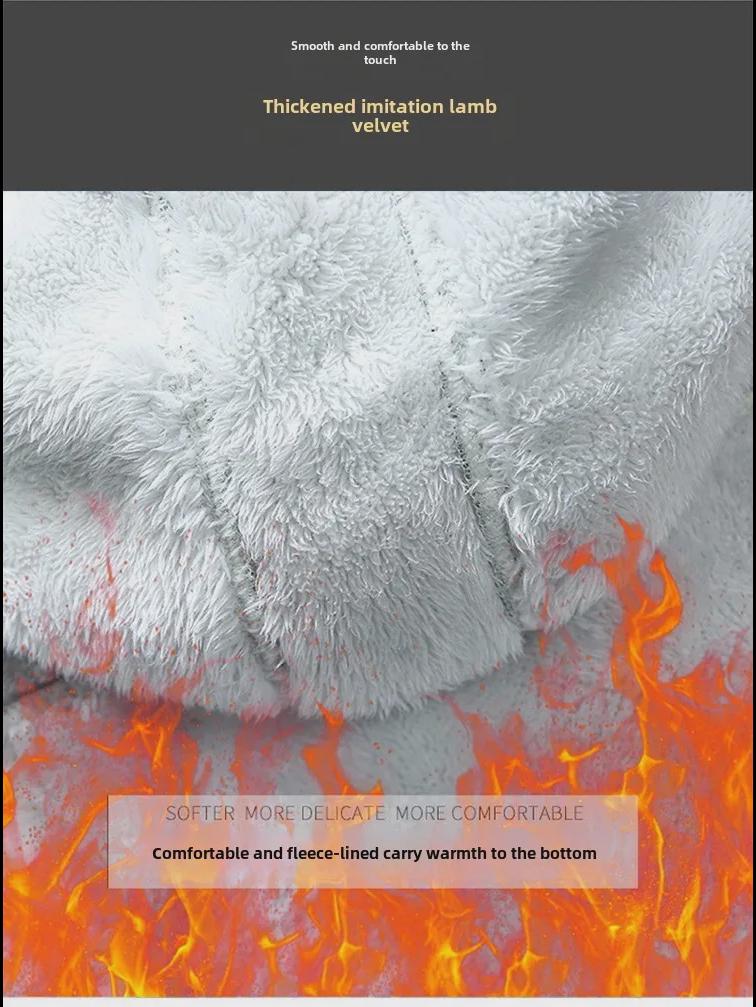 Men's Thick Warm Hooded Denim Jacket with Imitation Lambskin