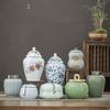 Ceramic Tea Jar Tea Sealed Storage Jar Blue and White Porcelain Retro Home Teaware Warehouse Travel Jars Tea Sugar Coffee Boxes