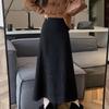 A Black, Elegant, and Slimming Half Skirt, A High-waisted Mid-length Long Skirt for Autumn and Winter In Korean Style