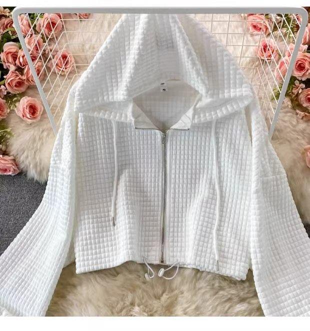 Trendy Women's Spring Set: Hooded Jacket, Vest & Wide-Leg Pants