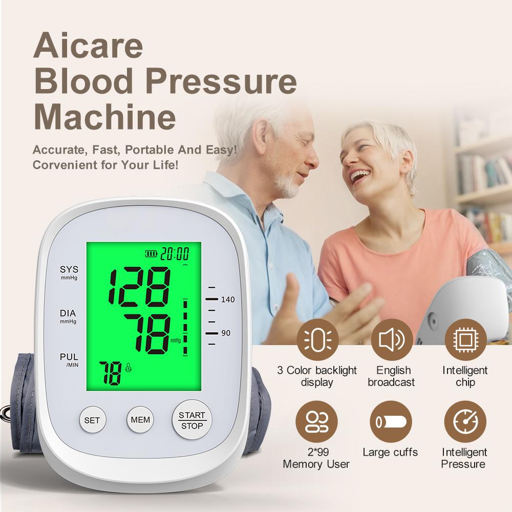 Electric Digital Blood Pressure Monitor Machine LCD Display 3mmHg Accuracy ISO CE Certified Class II Medical Grade for Home