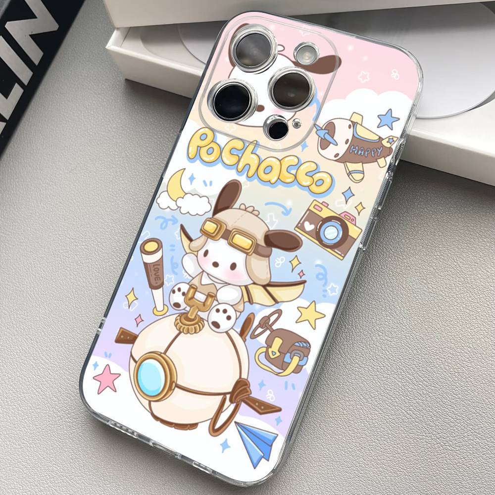 

Cute Cartoon P-pochacco Silicone Phone Case Material For iPhone 17 16 15 11 12 13 14 Pro Max Mini Plus Soft TPU iPhone 13 pro