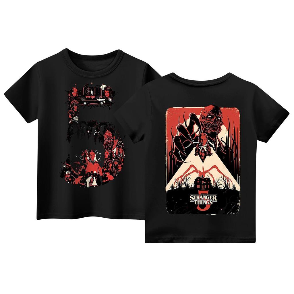 Children's Short Sleeve Tops Casual Print T Shirt Round Neck Pullover Blouse