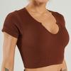 In Stock Fashion Seamless Knitting Thread Sexy Sports U Collar Vest Pants Yoga Clothes Fitness Suit