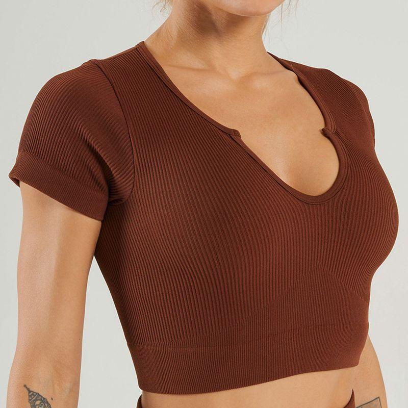 In Stock Fashion Seamless Knitting Thread Sexy Sports U Collar Vest Pants Yoga Clothes Fitness Suit