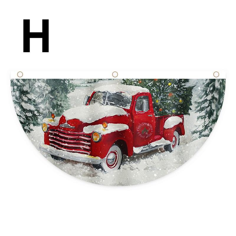 Creative 1Pcs Christmas Outdoor Polyester Fan-shaped Flag Christmas Decor For Home Cristmas Drop Ornament Xmas Gift New Year