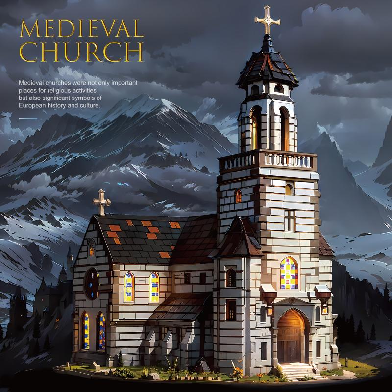 6172 SZT Średniowieczny Kościół Klocki Europejski Zamek Widok Ulicy Model Klocki Dekoracja na Biurko Zabawki Dla Dzieci Prezenty Świąteczne