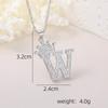 Copper Micro-Inlaid Zircon Crown Letter Pendant Necklace - Hip-Hop Silver Fashion