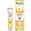 Garnier Vitamin C Daily UV Brightening Fluid Sheer Glow, SPF50+, Prevents + Corrects Sun Damages + Evens Skin Tone, Face & Neck, For All Skin Types
