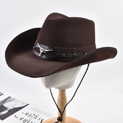 100% Leather Men Women Western Cowboy Hat Wide Brim Godfather Hats Gentleman Church Sombrero Hombre Jazz Cap
