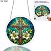 2D Flat, 1pc, 2D Flat Design Featuring a Cross, White Lily, and Stained Glass-style Theme. 2D Flat Acrylic Jigsaw Puzzle Suncatcher Window Hanging Dec