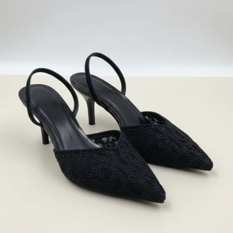 

Women High Heel Sandals Summer black Pointed Toe Slingback Stiletto Party Wedding Evening Formal Shoes 42 чорний