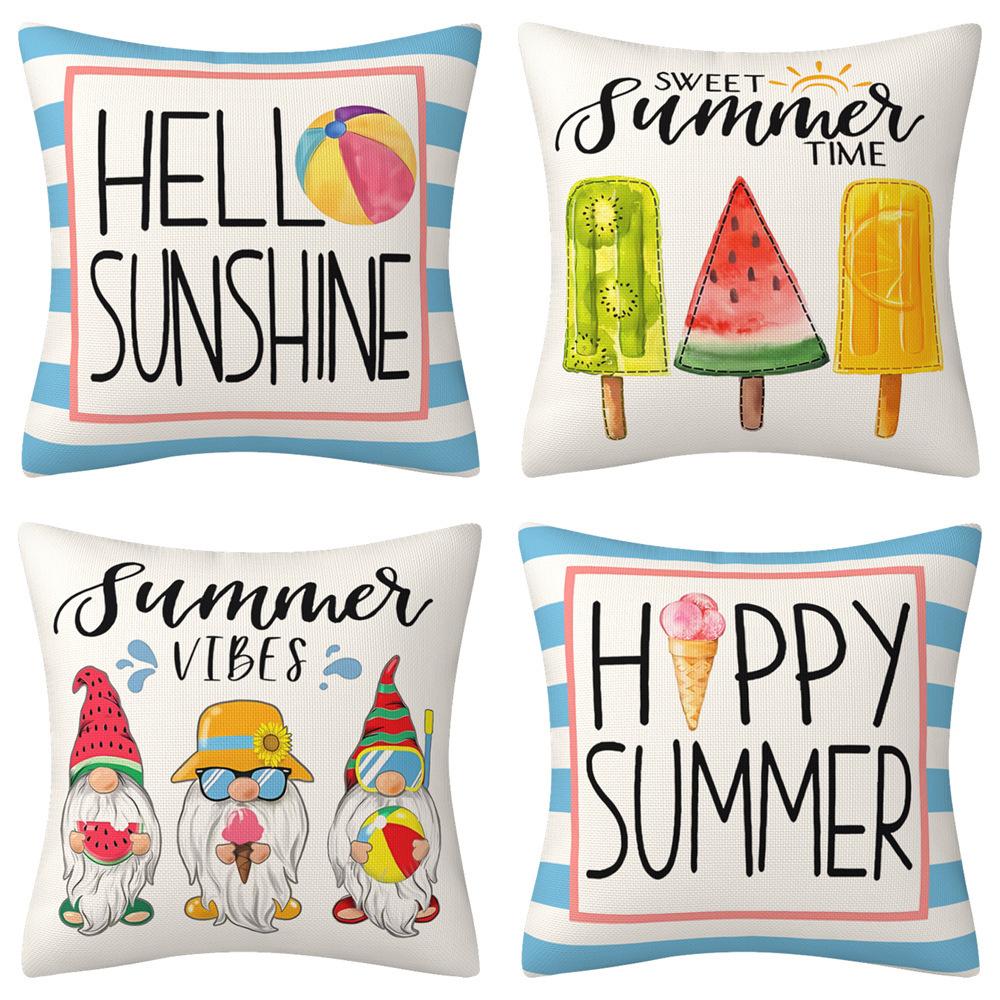 Pillow Cover Summer Linen Printed Letters Living Room Sofa Cushion Pillow Cover Home Supplies Fresh Home