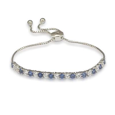 Blue Cz Tennis Bracelet -925 Sterling Silver
