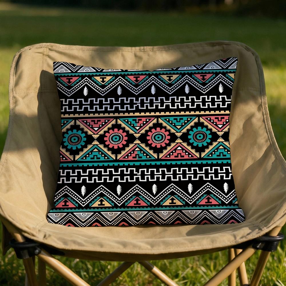 Ethnic Bohemian Pattern Cushion Cover Soft Reversible Durable Pillow Cover MultiScene Use for Home Car Daily Comfort