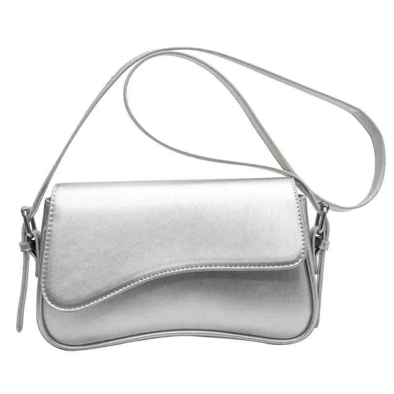 Vintage Leather Crossbody Bag for Women Designer Feminine Small Brim Shoulder Underarm Bag Bags and Bags