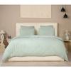 Housse de couette + taies gaze de coton lave 240 x 260 cm Douceur vert givree