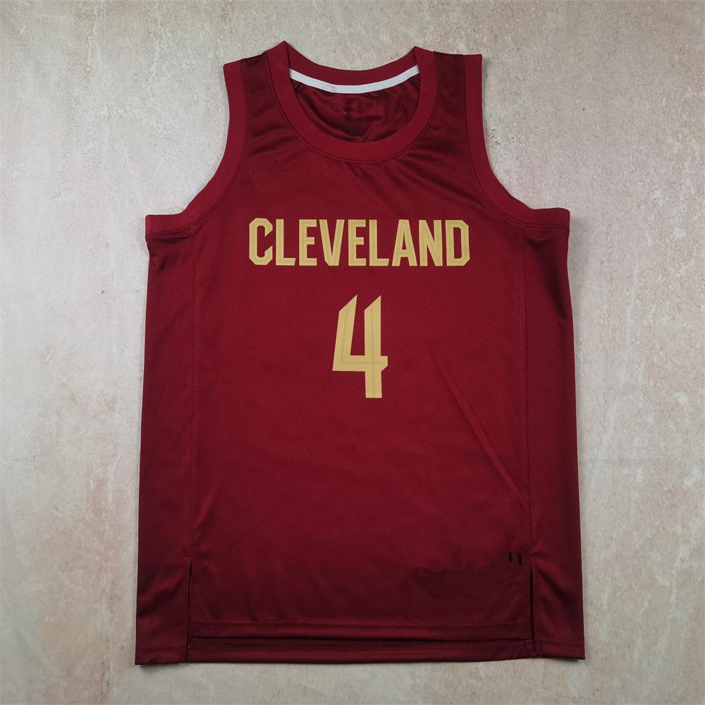 Cavaliers Basketball Jersey: Red #45 Mitchell, #10 Garland, #4 Mobley, Heat-Pressed James, Irving, Allen Edition