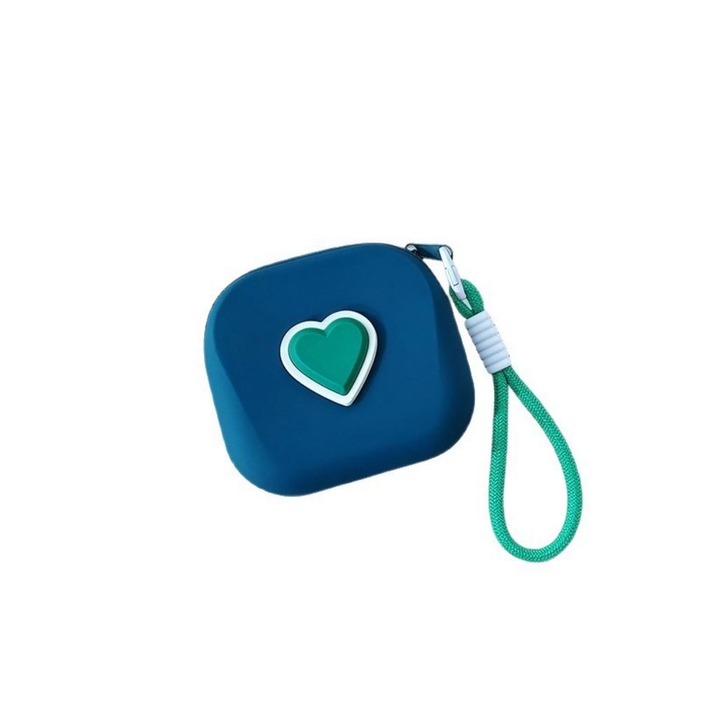 New Love Heart Storage Bag Silicone Coin Purse Wallet with Weaving Lanyard Portable Data Cable Earphone Organizer Key Pouch