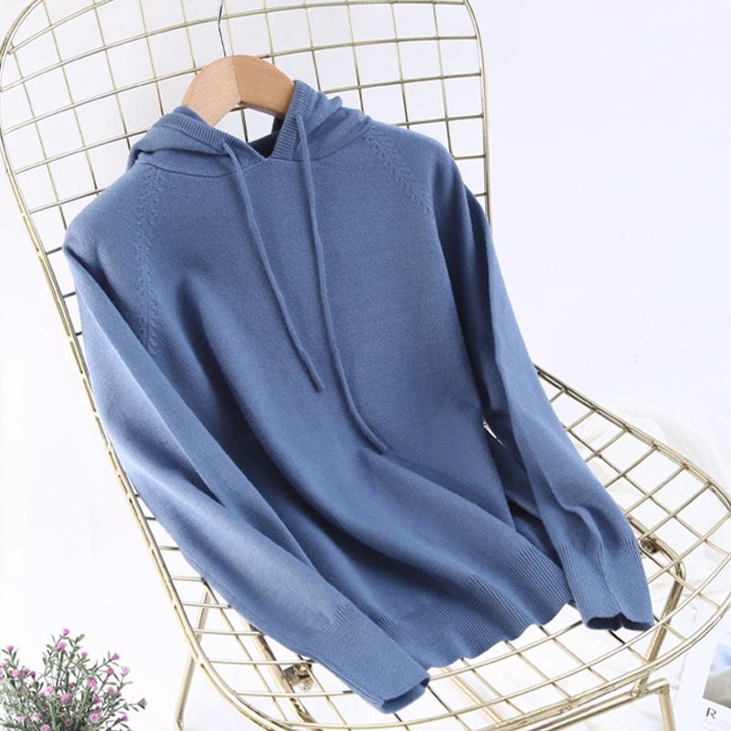 Women's Hooded Sweatshirt Slim Fashion Long Sleeve Top Solid Color Pullover