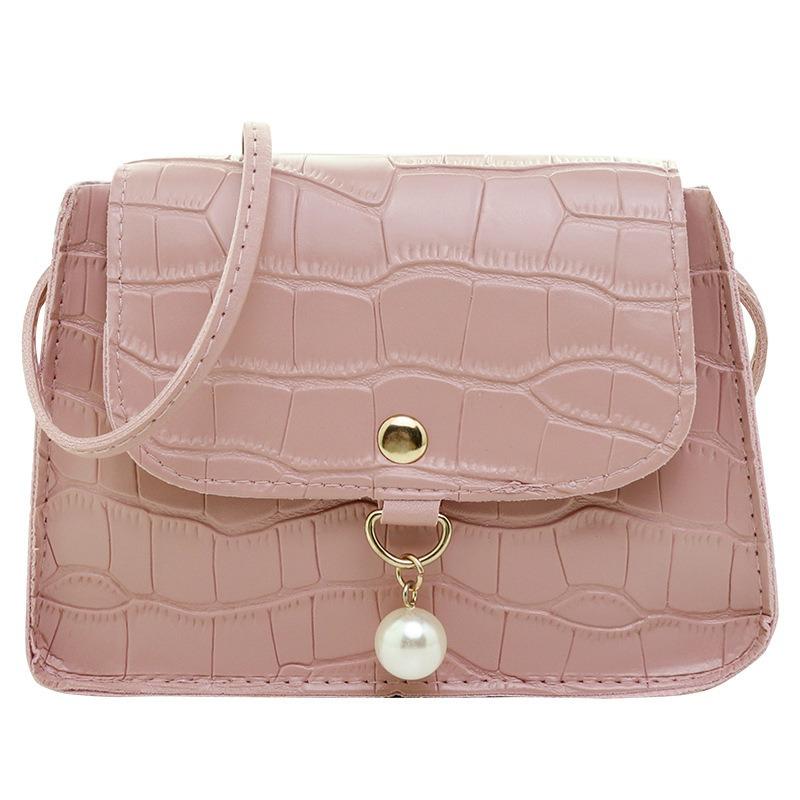 Women's Bag New Stone Pattern Hanging Pearl Simple Small Square Bag Casual Mobile Phone Bag Small Bag Gift Bag