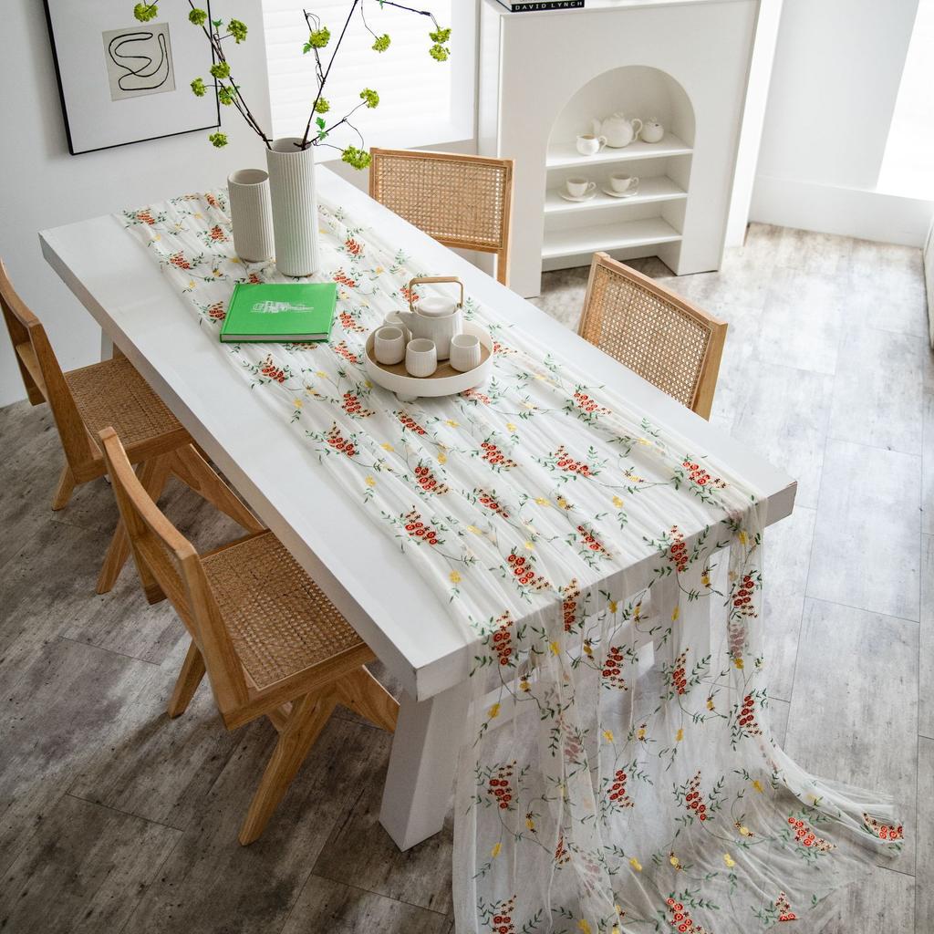 Vier-Jahreszeiten-Tischdecke, rotes kleines Blumengarn, Dessert-Tischdekoration, einfache, schöne Hintergrundgarn-Nagelkunst-Foto-Tischdecke