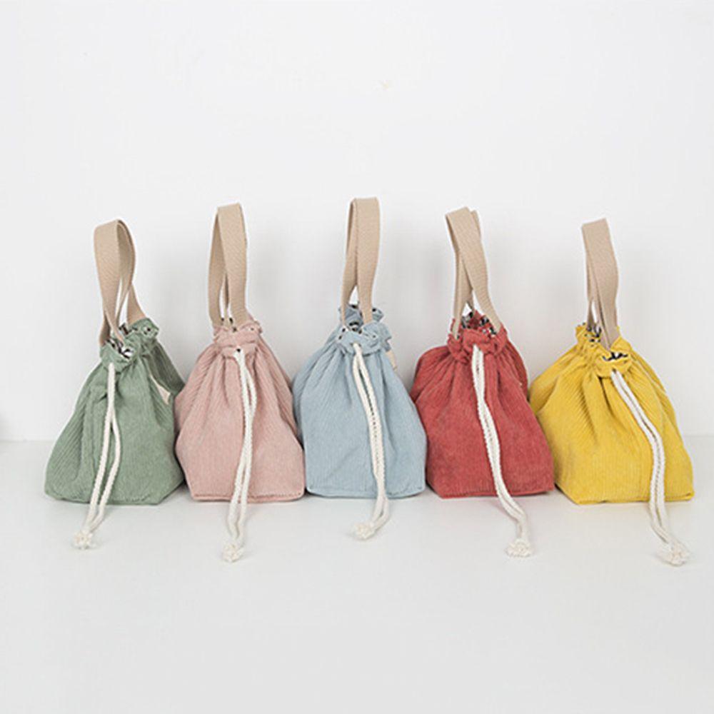 Canvas Thermal Corduroy Food Storage Bags Small Handbag Lunch Box Drawstring Picnic Tote Lunch Bag