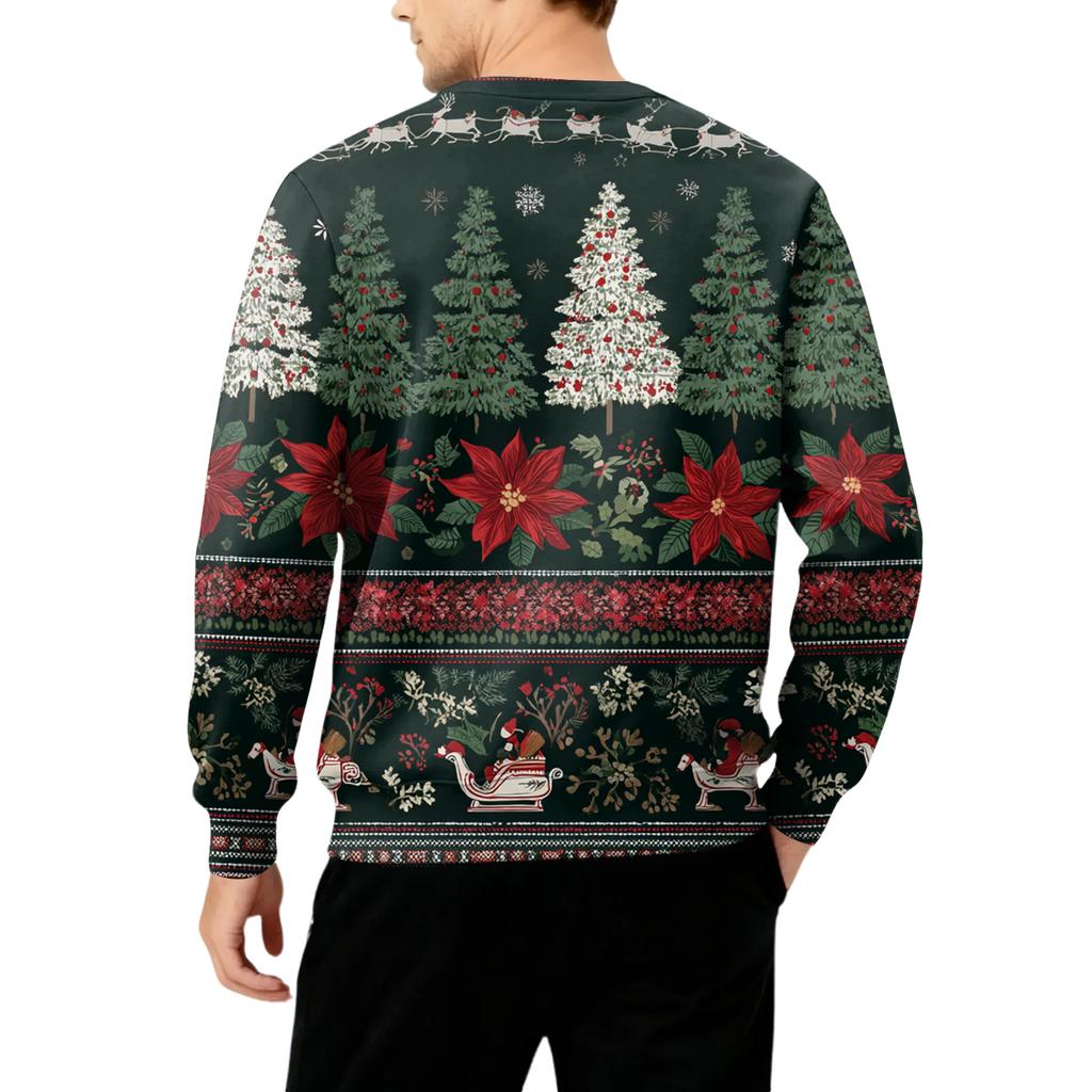 Men's Round Neck Fleece-Lined Thick Warm Sweatshirt